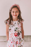 Little Girl's Multicolor Watercolor Floral Print Three-Pocket Jersey Knit Dress