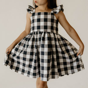 navy and white buffalo plaid girls dress