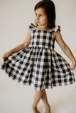 girls navy and white buffalo plaid twirl sundress