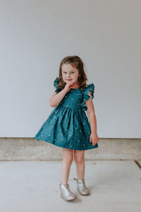 little girls vintage inspired navy dress