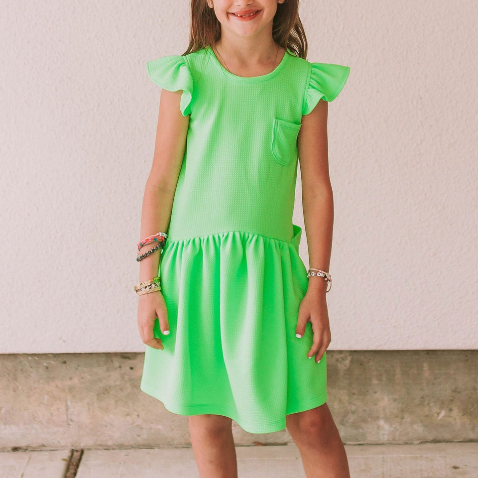 little girls neon green dress