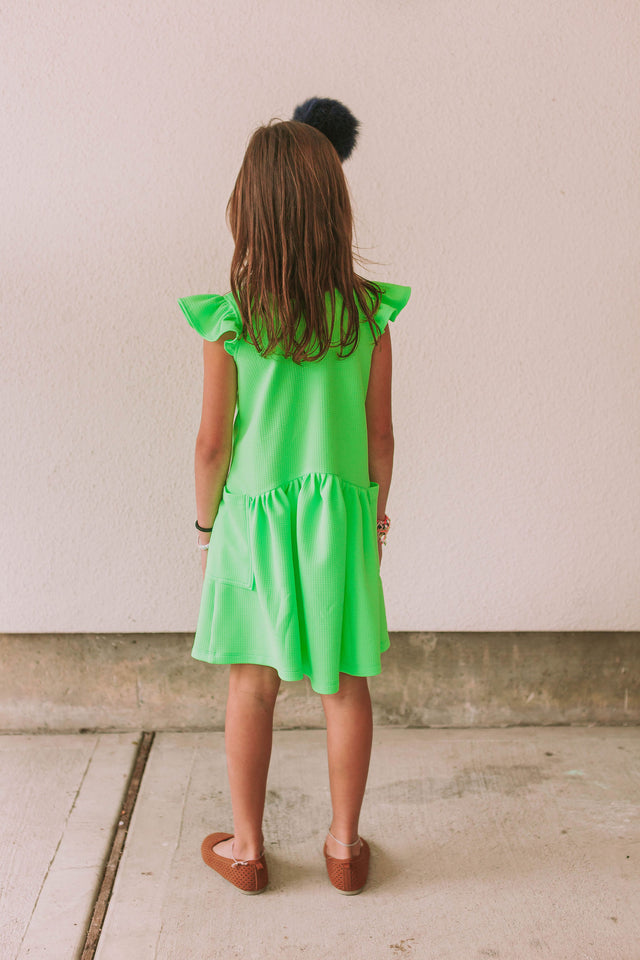 little girls hot green twirl dress