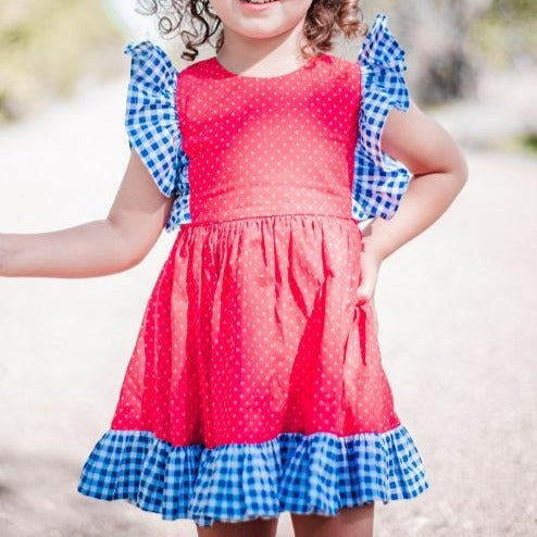 little girls red white and blue dress