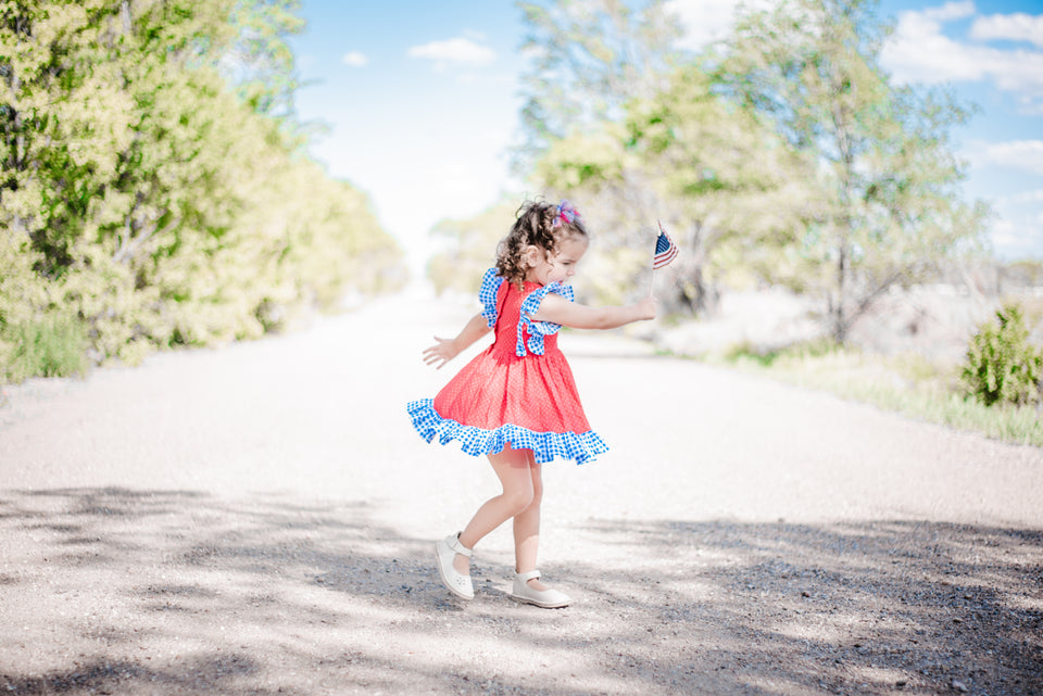 kids red white and blue dress