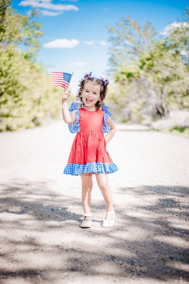 girls red white and blue dress fourth of july dress
