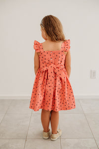 Little Girl's Pink and Black Spider Print Halloween Dress