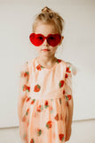 Girl's Pink and Red Sequin Strawberry Tulle Twirl Dress