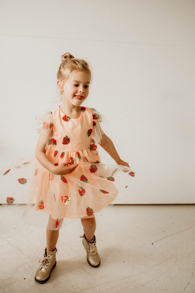 little girls strawberry milkshake party dress
