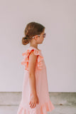little girls pink cotton ruffle dress