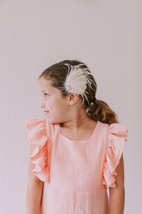 Little Girl’s Pink Peach Double Gauze Cotton Pinafore Dress