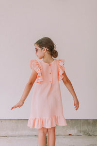 little girls pink cotton sun dress