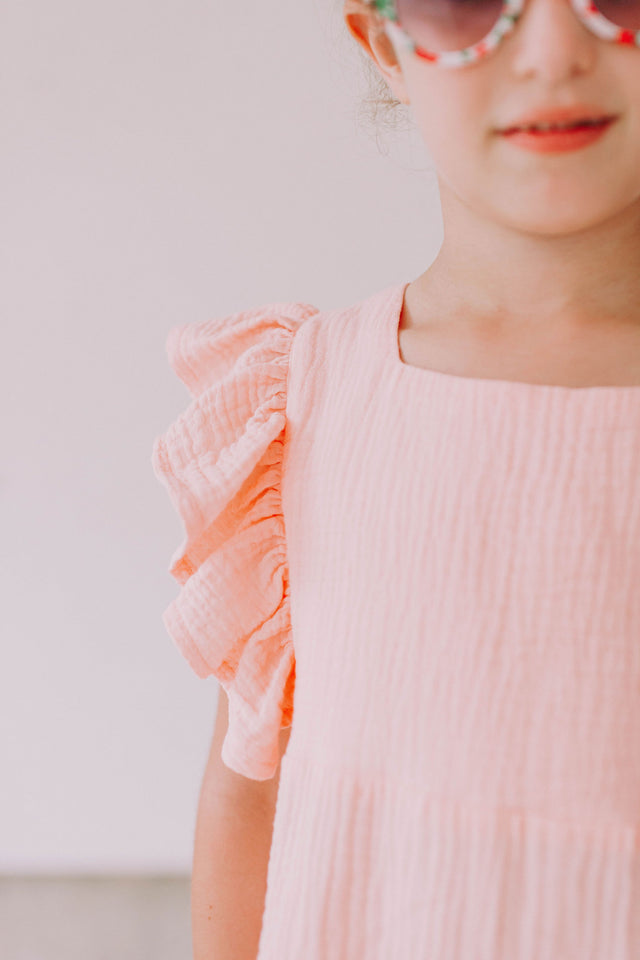 little girls peach cotton dress