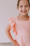 little girls pink cotton ruffle sun dress