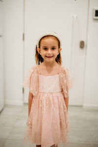 Little Girl's Pink Tulle Moon and Star Twirl Dress