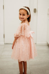 Little Girl's Pink Tulle Moon and Star Twirl Dress