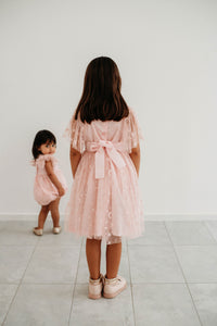 Little Girl's Pink Tulle Moon and Star Twirl Dress