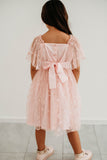 Little Girl's Pink Tulle Moon and Star Twirl Dress