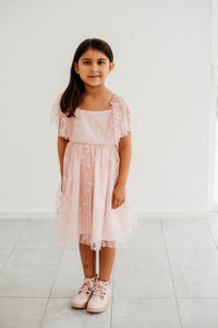 Little Girl's Pink Tulle Moon and Star Twirl Dress