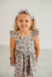 Little Girl's Purple Calico Floral Twirl Dress