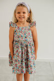 Little Girl's Purple Calico Floral Twirl Dress
