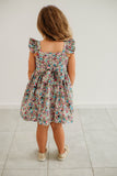 Little Girl's Purple Calico Floral Twirl Dress