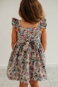 Little Girl's Purple Calico Floral Twirl Dress
