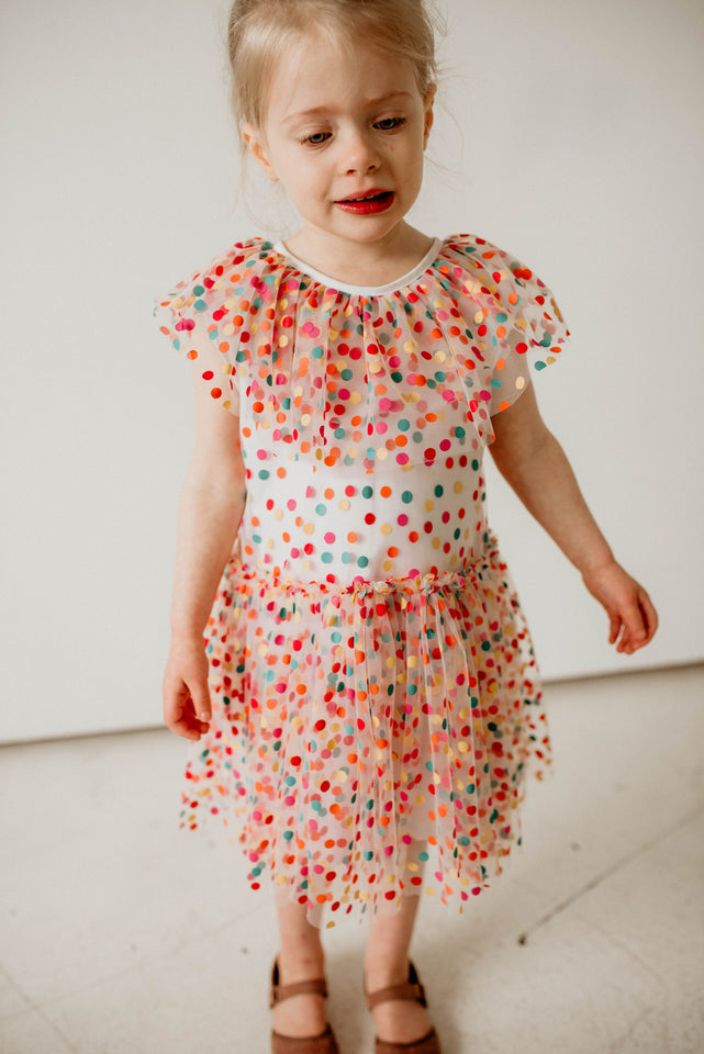 rainbow confetti birthday party dress for kids