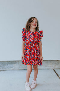 little girls red rifle paper floral dress