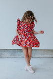 little girls red flutter sleeve rifle paper dress