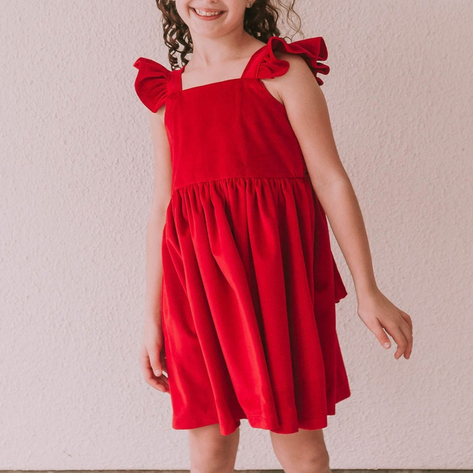 cuteheads Girl's Red Velvet and Tulle Christmas Holiday Dress 3T