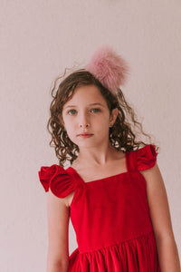 little girls red velvet twirl dress