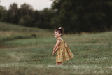 Little Girl's Retro Floral Print Flutter Sleeve Dress
