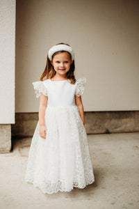 designer white lace flower girl dresses