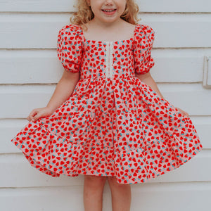 little girls strawberry print dress