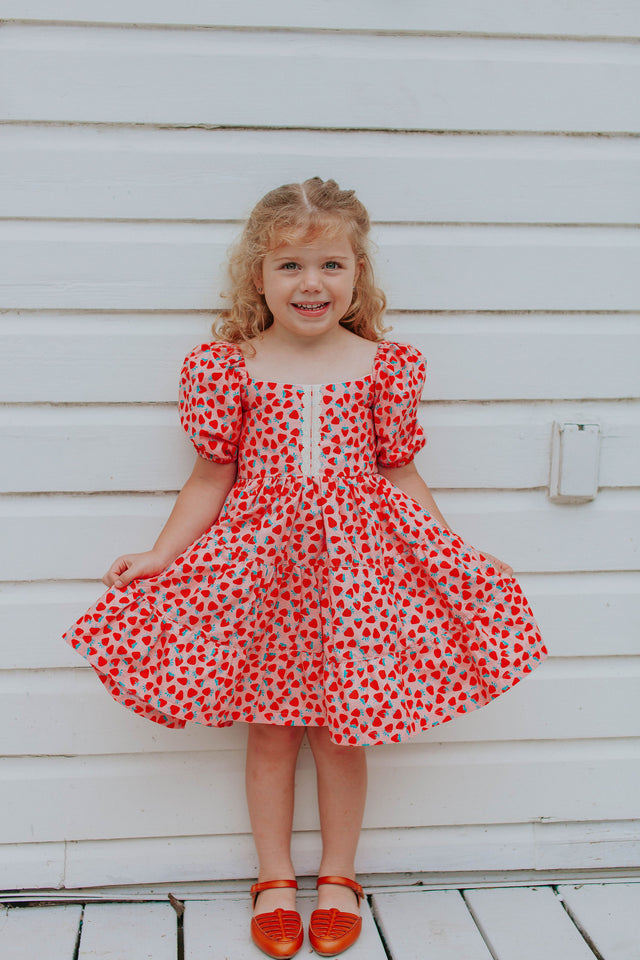 little girls strawberry print berry sweet twirl dress