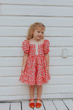 little girls strawberry print twirl dress