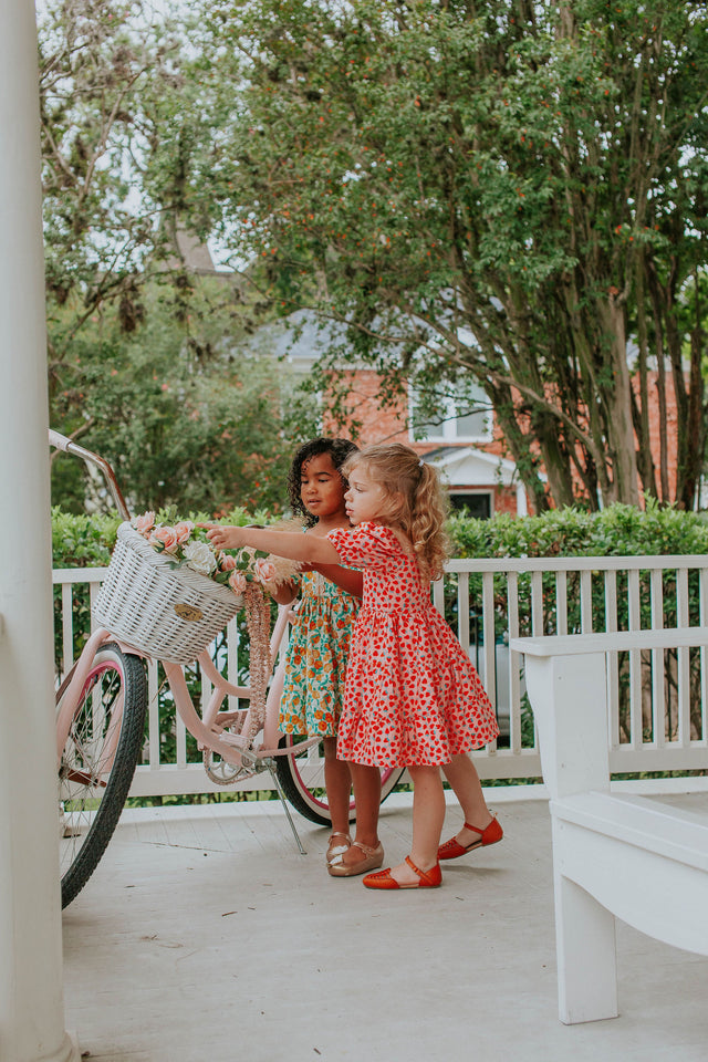 little girls vintage inspired fruit print dresses