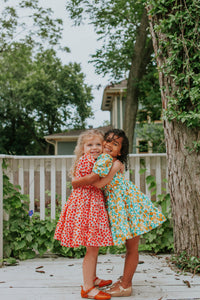 little girls designer fruit print dresses