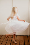 little girls white designer flower girl dress