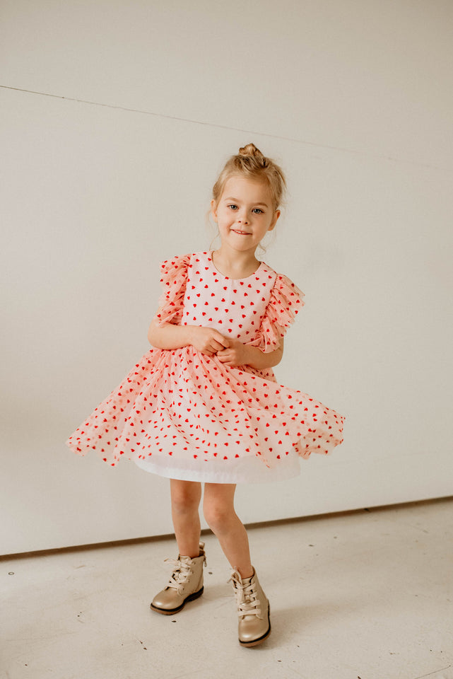 little girls designer valentines day tulle dress