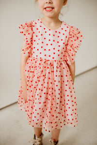 little girls designer valentines day heart tulle dress