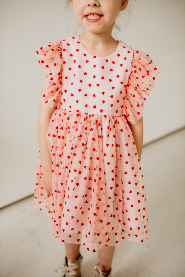 little girls designer valentines day heart tulle dress