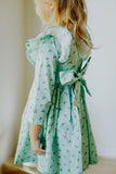 little girls turquoise blue holly print christmas dress