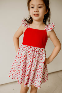 Girl's Pink and Red Conversation Hearts Valentine's Day Twirl Dress