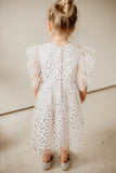 white and gold tulle party dress for girls