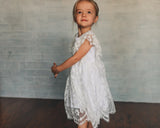 little girl's ivory lace flower girl dress