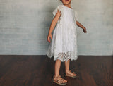 little girl's ivory lace floral flower girl dress
