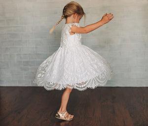 little girl's ivory lace flower girl special occasion dress
