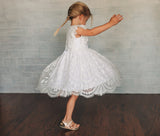 little girl's ivory lace flower girl special occasion dress