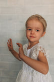 Little Girl's Ivory Floral Chantilly Lace Scalloped Hem Special Occasion Dress